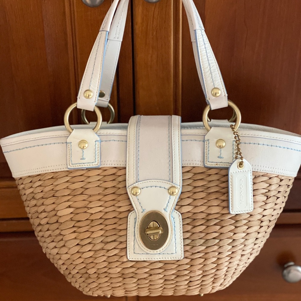Rare Authentic COACH wicker basket handbag